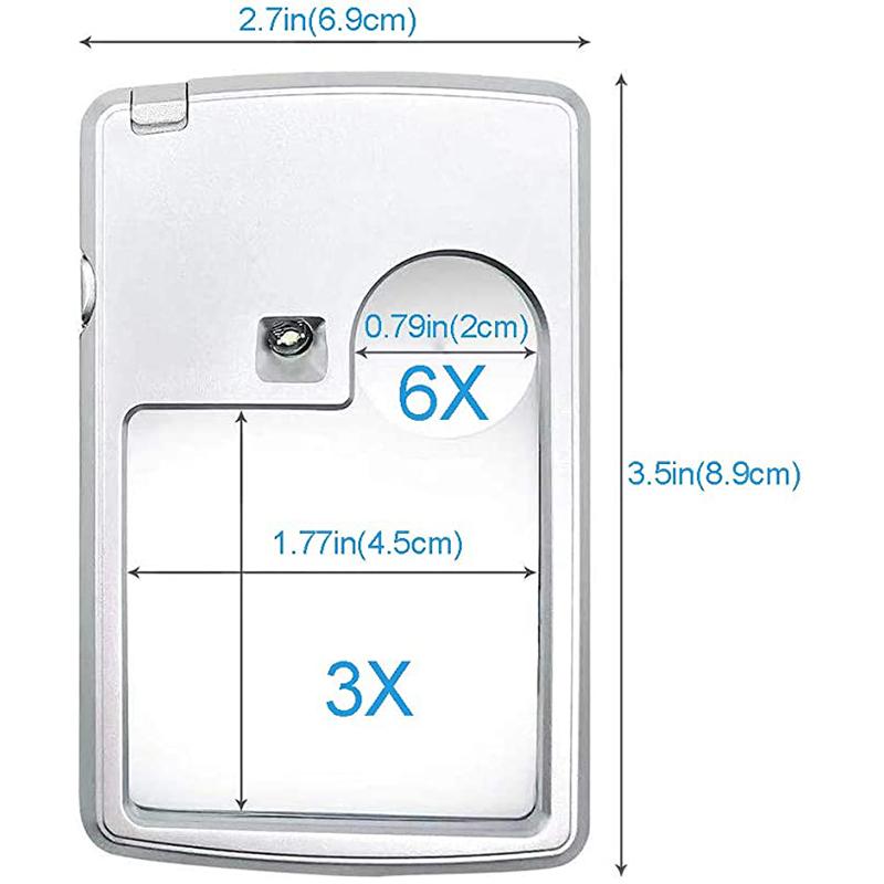 LED Card Type Magnifying Glass for Reading