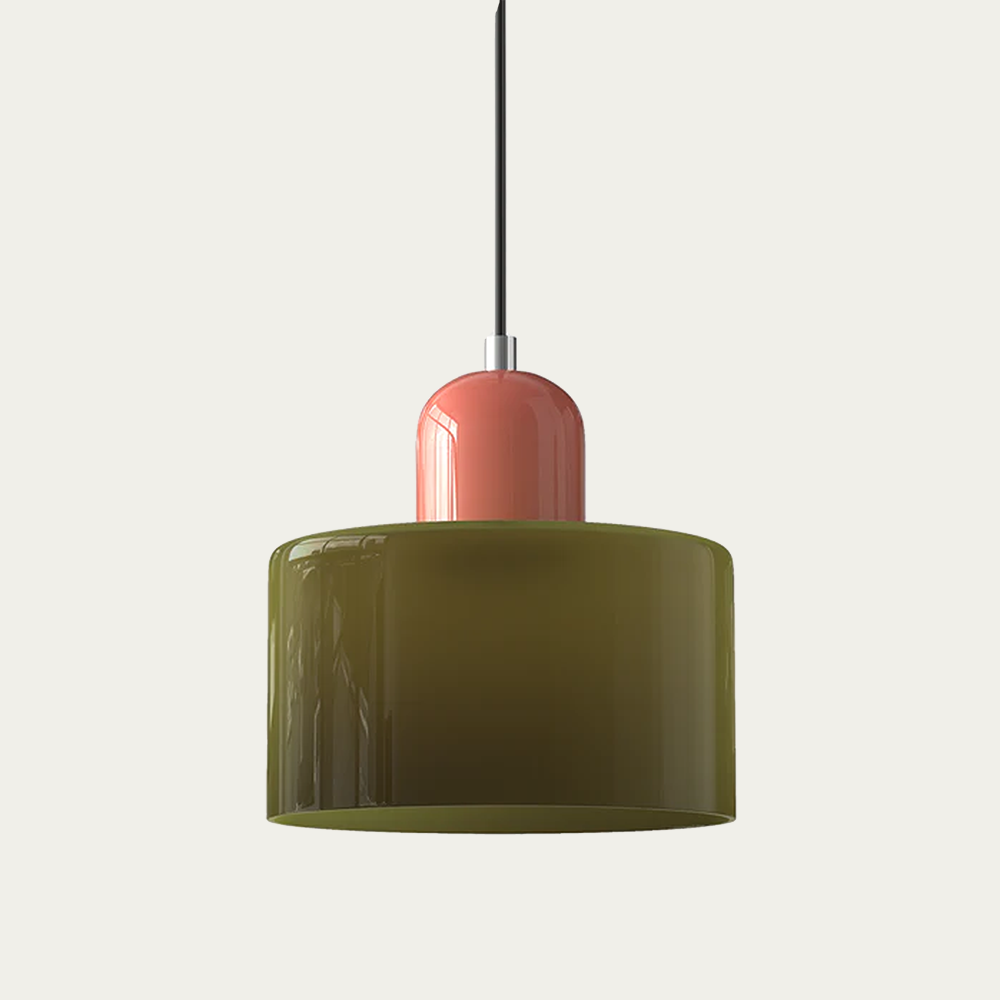Glass light in subtle colors of the kitchen