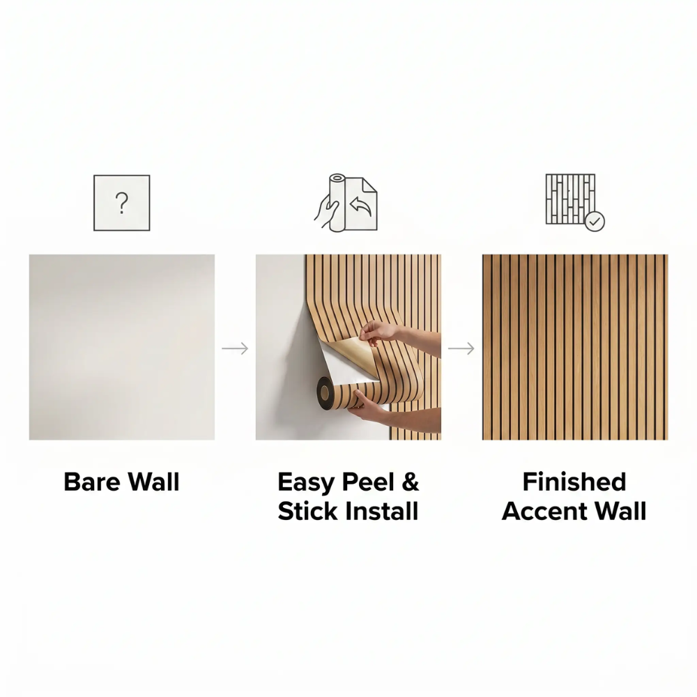 WoodLook Wall Panels – Self-Adhesive 3D PVC Wall Covering for Quick Living Effect