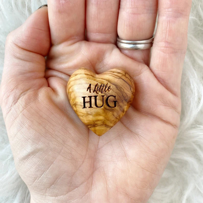 Small Pocket Hug Wooden Heart Token