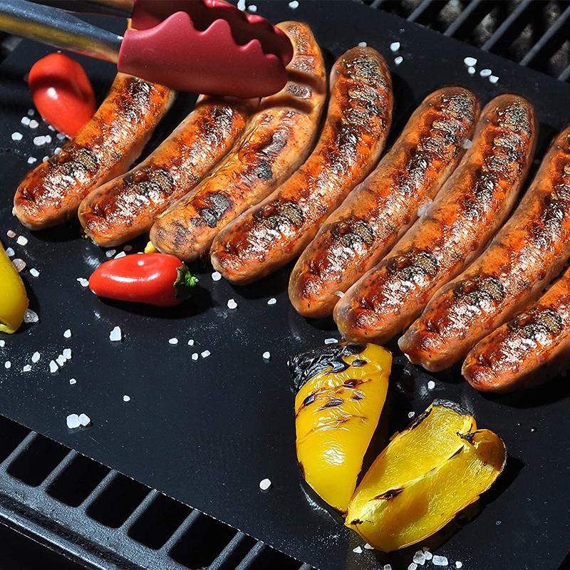 Non-stick BBQ grill mats with cutting box