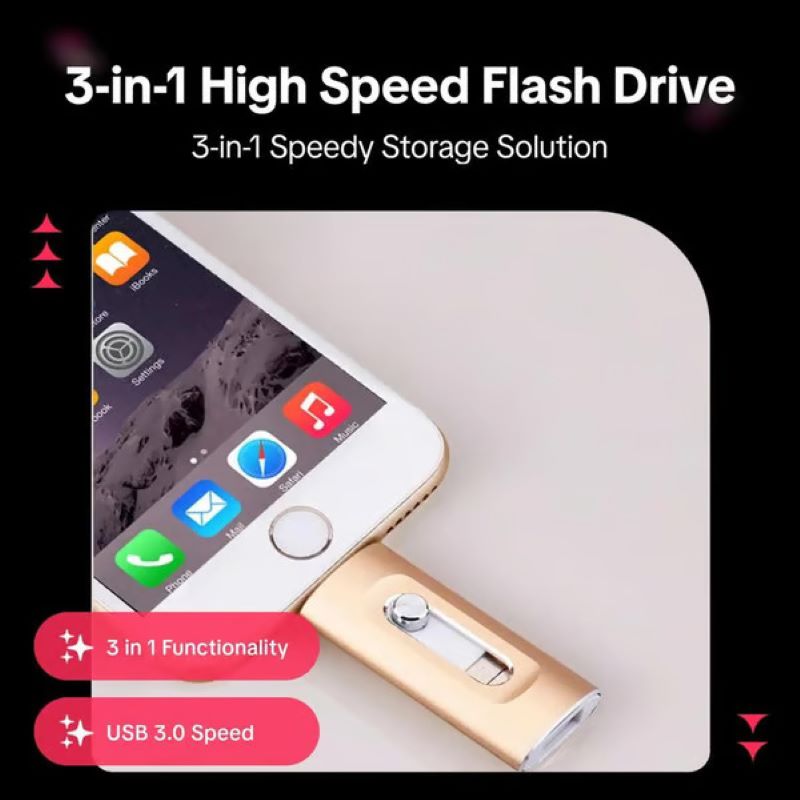 3 in 1 large capacity USB flash drive for mobile phone and computer