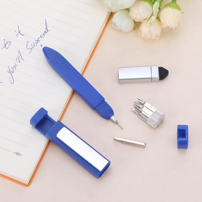 Pencil-shaped phone holder with screwdriver sets