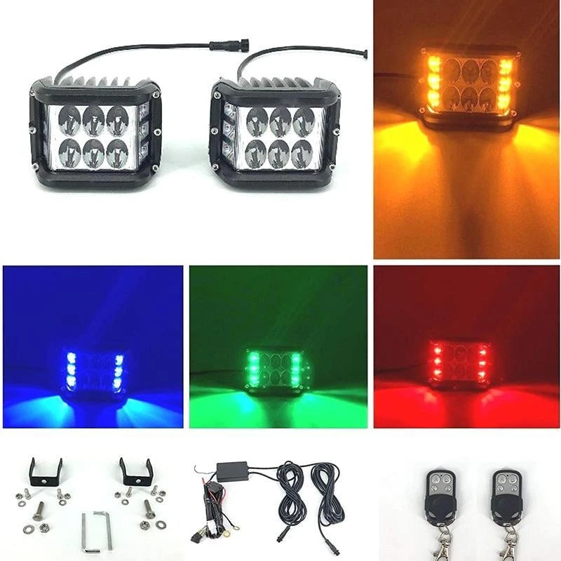 LED strobe spotlight with three sides for car
