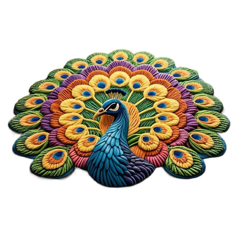 Quick-drying non-slip peacock floor mat