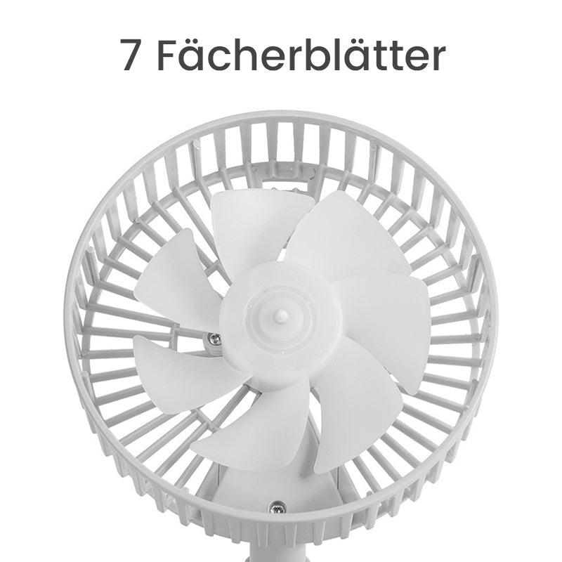 Height-adjustable, rechargeable telescopic stand fan