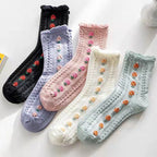 5 Pair Vintage Flower Embroidery Socks