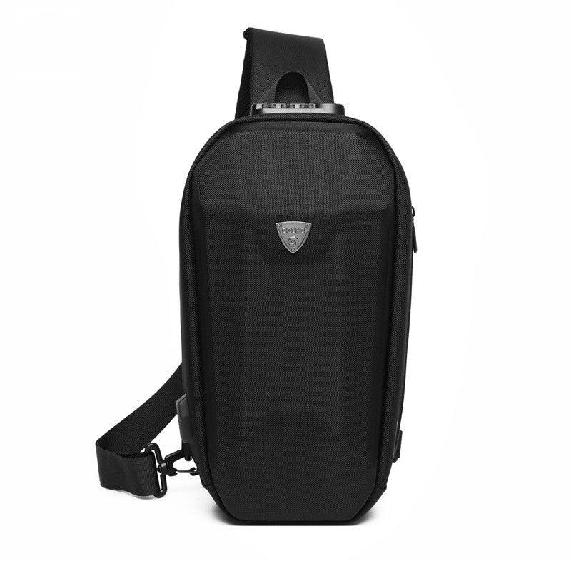 Hard Shell Sling Bag with Lock, USB Port, Waterproof Material, Anti-theft Zips