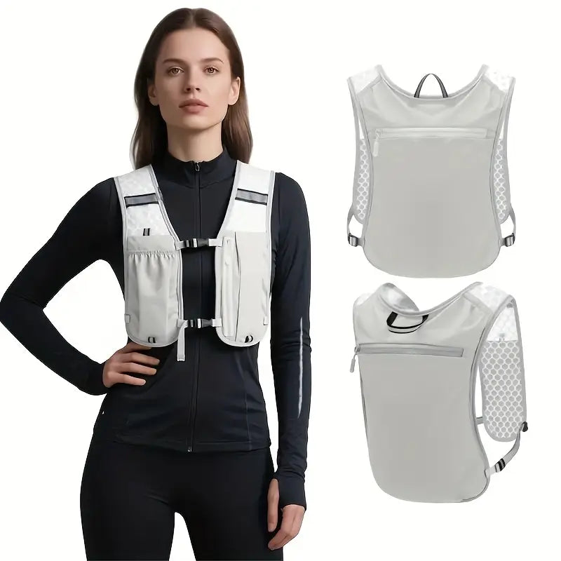 Running Hydration Vest With Reflective Strips And Breathable Mesh Design