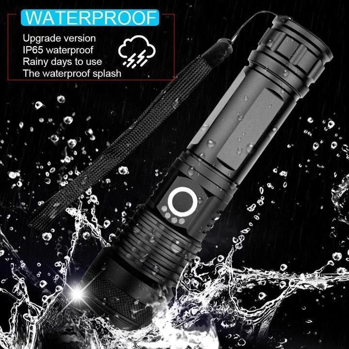 Rechargeable LED Flashlight with Zoom and Aluminum Housing