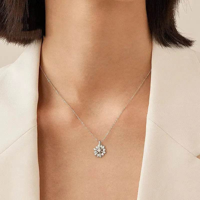Luxury Rhinestone Christmas Snowflakes Necklace Gift for women