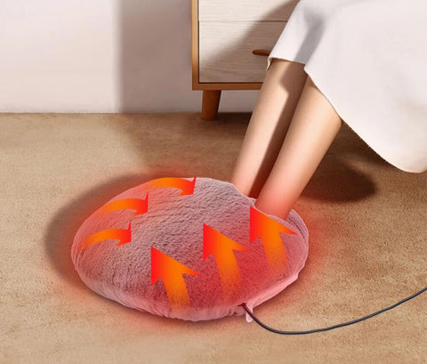 Fluffy heated foot warmers | Cozy heated foot cushion