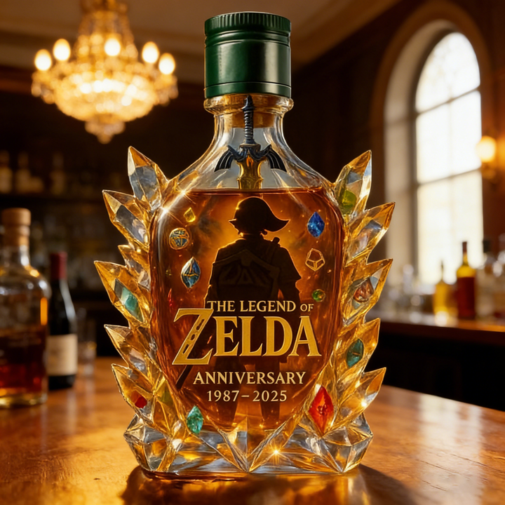 The Dazzling Legend Of Zelda 38th Anniversary 1987-2025 Whisky Bottle - A Masterpiece in Crystal & Spirit