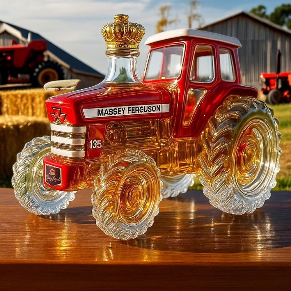 Tractor Shaped Glass Whiskey Bottle