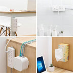 Adhesive Power Strip Mounts | No-Drill Wall & Desk Organizer with Slide Rail