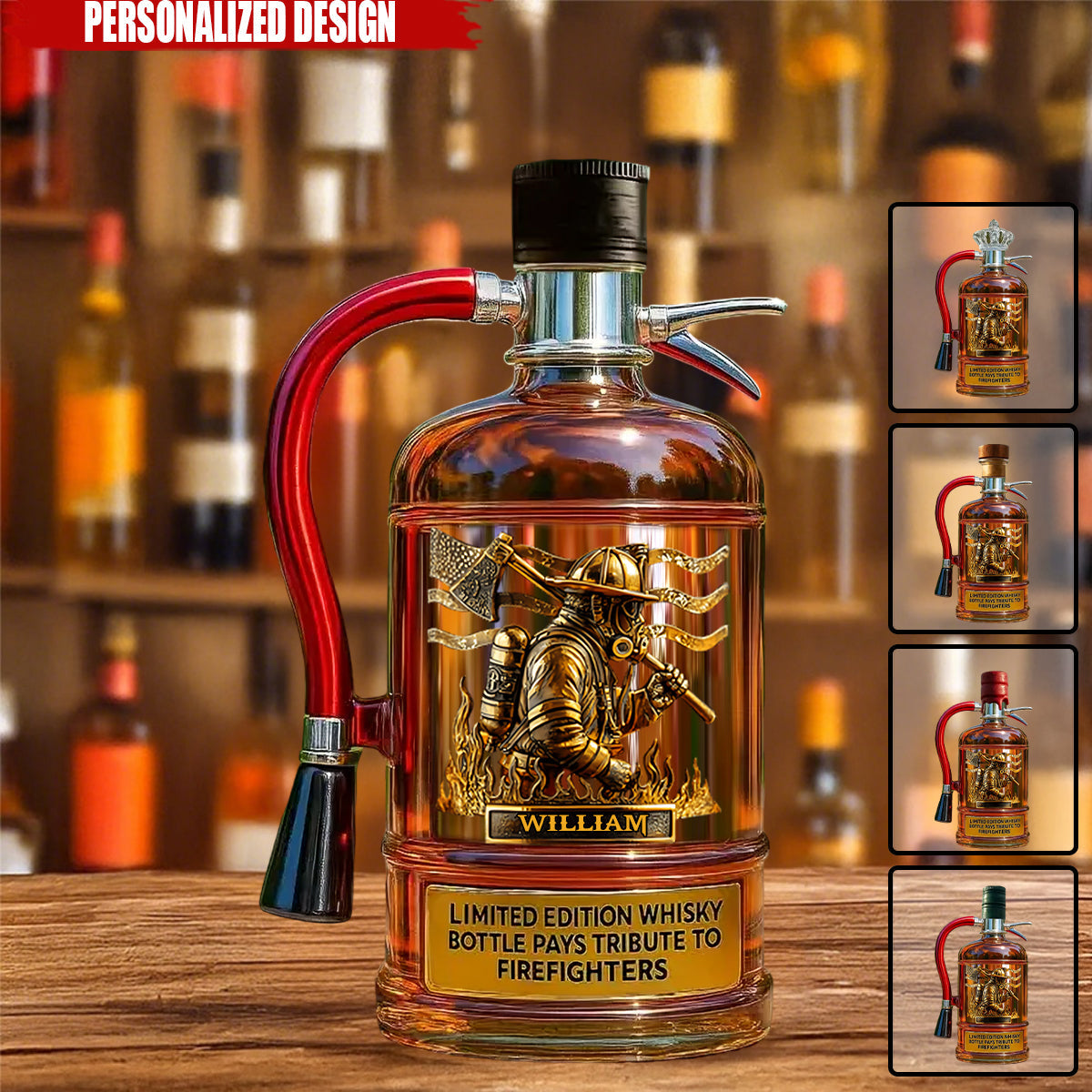 1Personalized Firefighter Tribute Whiskey Bottle