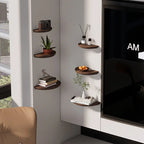 Half-Round Wooden Floating Shelf - Modern Wall-Mounted Display for Home & Bathroom