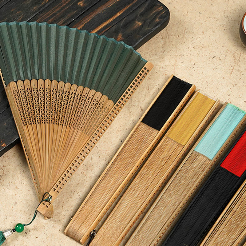 Hand fan made of bamboo silk