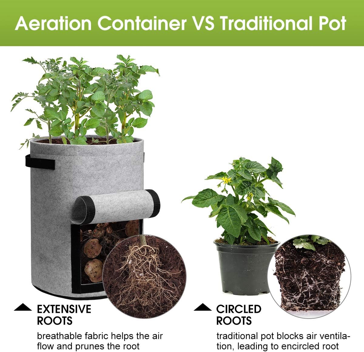 5/7/10/15 Gallon Potato Planting Growing Thickened Nonwoven Plant Fabric Pot Nursery Bags for Home Gardening