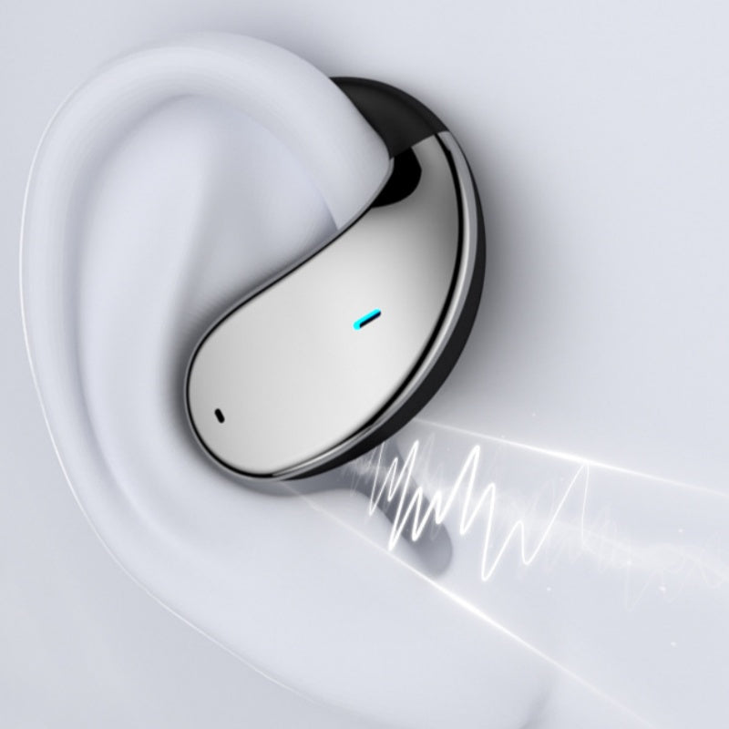 Wireless earbuds with open ear and LED display