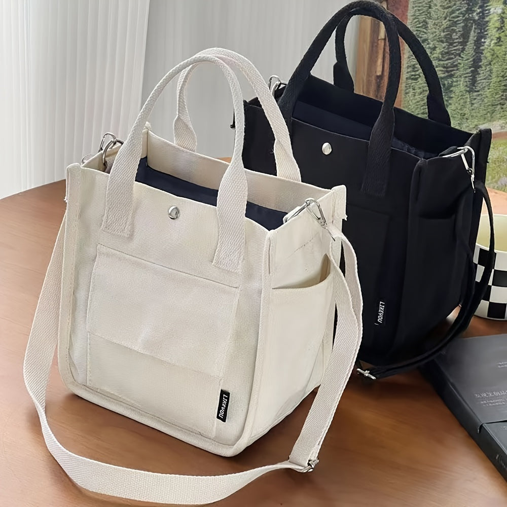 UrbanEase Canvas Slingbag – White Shoulder Bag with Magnetic Closure and Adjustable Strap