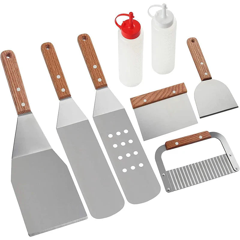 8Pcs Griddle Accessory Set Stainless Steel Scraper for BBQ Grill