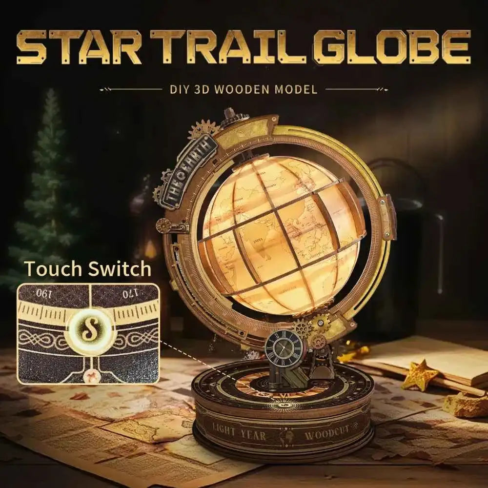 Star Trail Globe DIY 3D Wooden Model