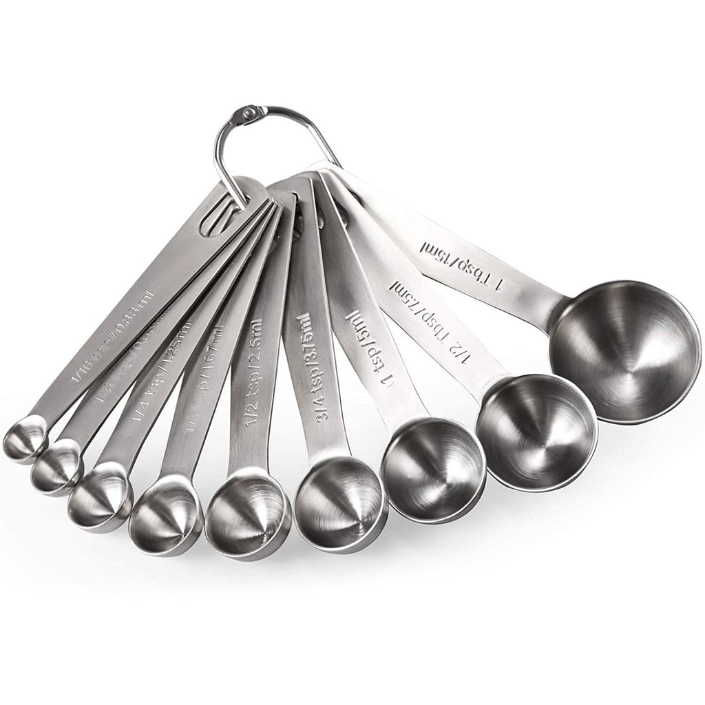 9-piece set: stainless steel measuring spoons for dry and liquid ingredients