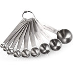 9-piece set: stainless steel measuring spoons for dry and liquid ingredients