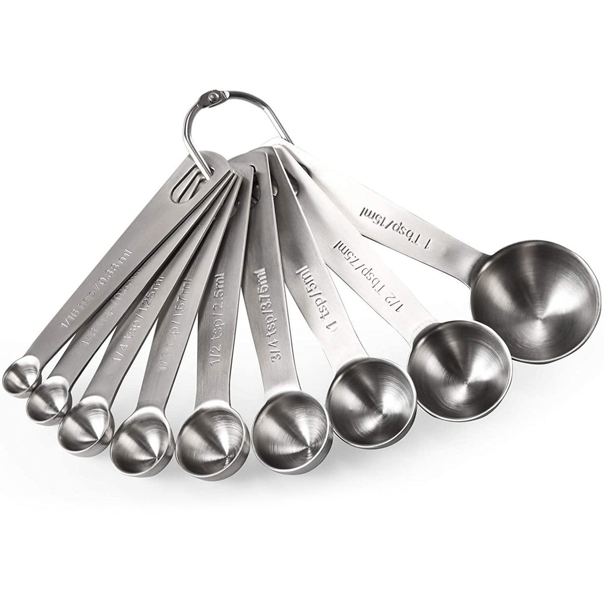 9-piece set: stainless steel measuring spoons for dry and liquid ingredients