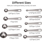 9-piece set: stainless steel measuring spoons for dry and liquid ingredients