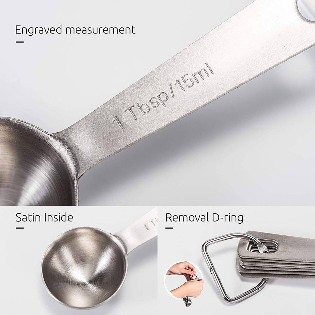 9-piece set: stainless steel measuring spoons for dry and liquid ingredients