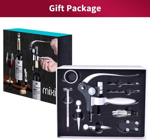 9-piece set: corkscrew set with corkscrew, foil cutter, thermometer, stopper and more