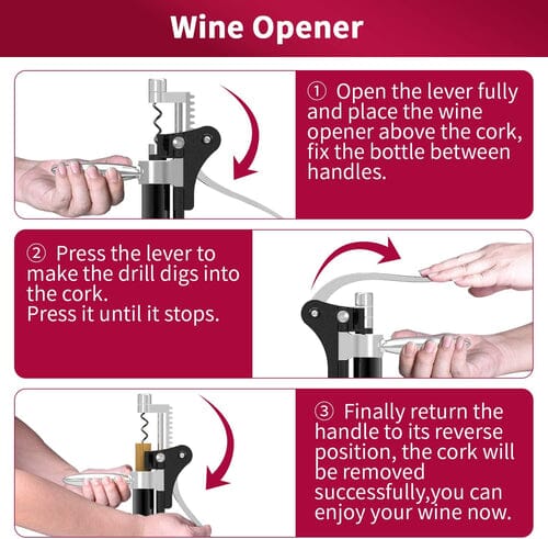 9-piece set: corkscrew set with corkscrew, foil cutter, thermometer, stopper and more