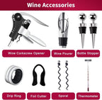 9-piece set: corkscrew set with corkscrew, foil cutter, thermometer, stopper and more