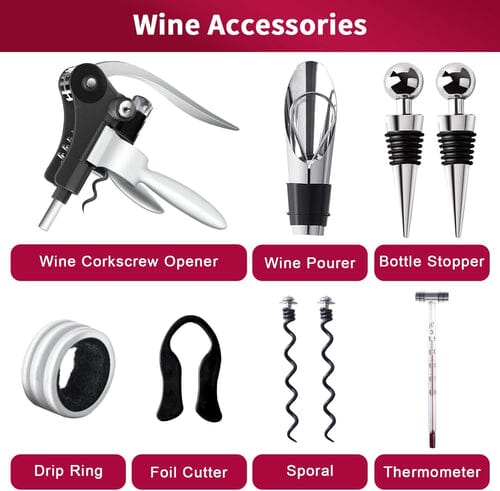 9-piece set: corkscrew set with corkscrew, foil cutter, thermometer, stopper and more