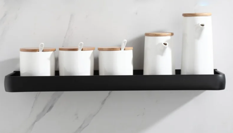 ALUMAX – Black Aluminum Corner Shelf without Drilling
