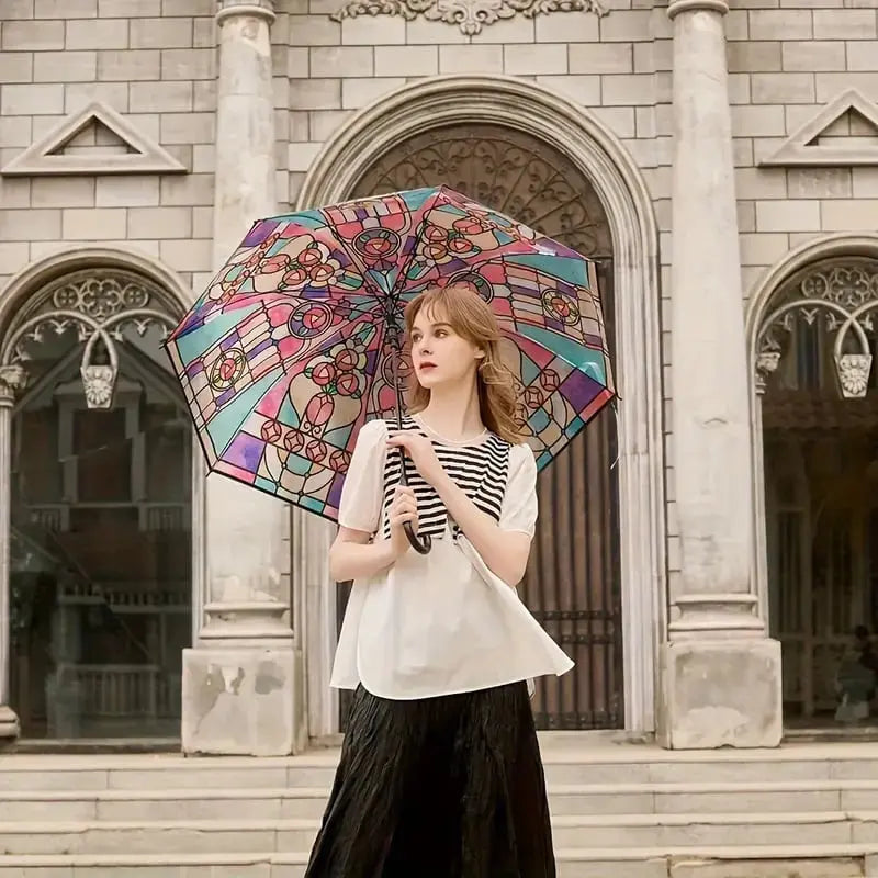 Stained Glass Art Umbrella — Automatic Wind PRedection and Rain PRedection