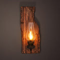 Tear-shaped Clear Glass Wall Lamp Industrial Single Bulb Bedroom Wall Lamp with Wooden Backplate