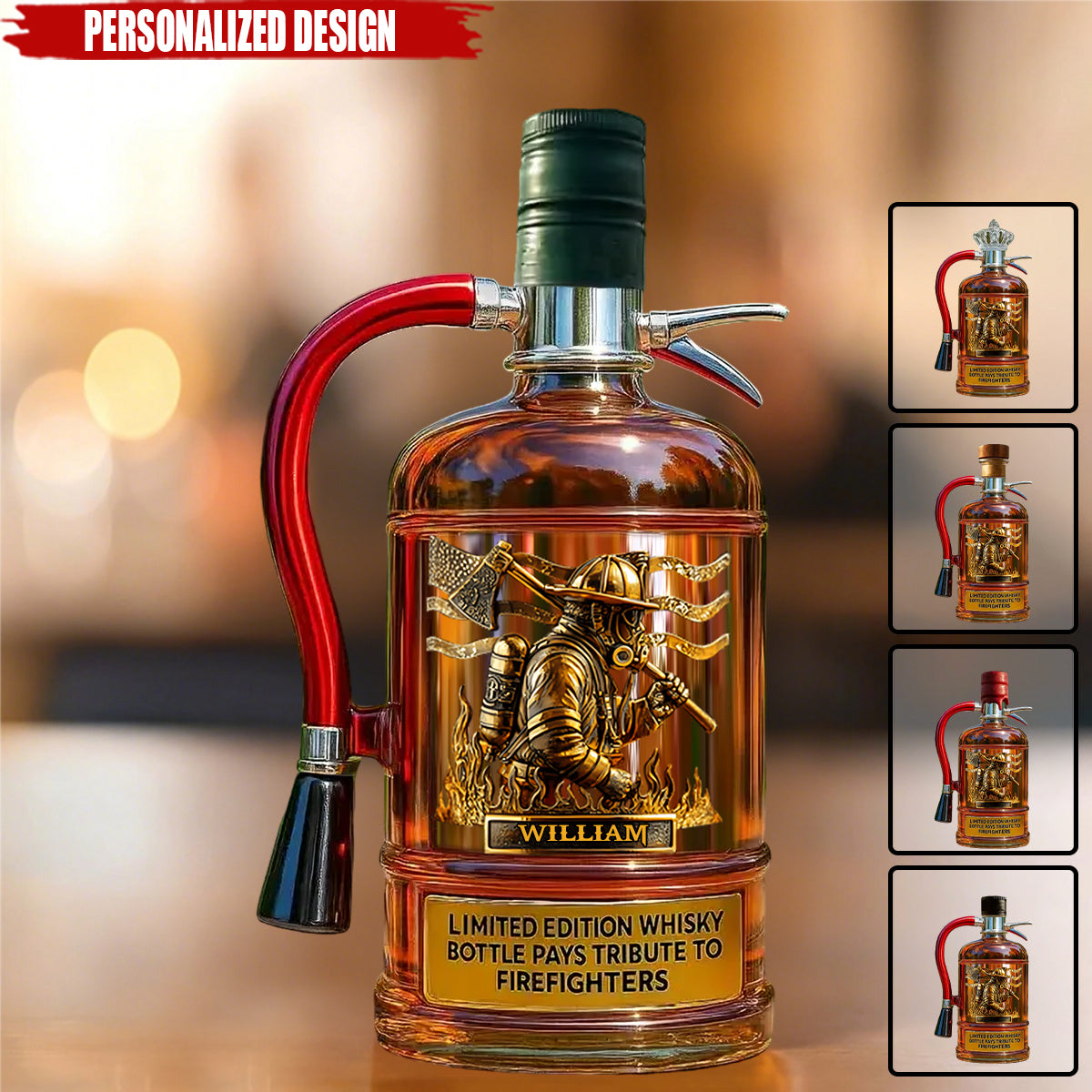 1Personalized Firefighter Tribute Whiskey Bottle