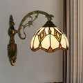 Wave-Edge Bowl Wall Lamp 1-Light Tiffany Glass Crafts Wall Mount Light Fixture in Bronze