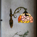 Single Butterfly and Peony Wall Floor Lamp Tiffany Bronze Stained Glass Wall Mount Lamp