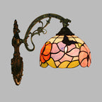 Single Butterfly and Peony Wall Floor Lamp Tiffany Bronze Stained Glass Wall Mount Lamp