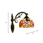 Single Butterfly and Peony Wall Floor Lamp Tiffany Bronze Stained Glass Wall Mount Lamp