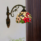 Handmade glass bronze wall lighting Magpie and flowers 1 head Tiffany wall lamp fixture