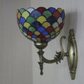 Spots/Semicircles Wall Lamp Single Bulb Yellow Glass Tiffany Wall Mounted Light Fixture in Bronze