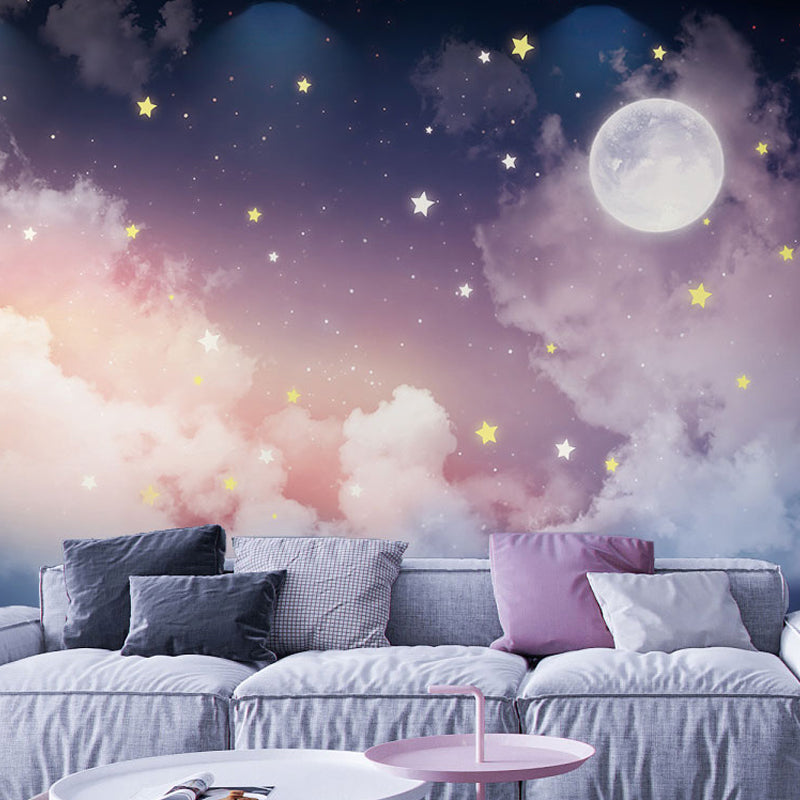Wall Art Modern Moon Star Mural Wallpaper
