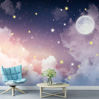 Wall Art Modern Moon Star Mural Wallpaper