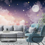 Wall Art Modern Moon Star Mural Wallpaper