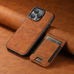 Leather phone case with card holder and MagSafe compatibility